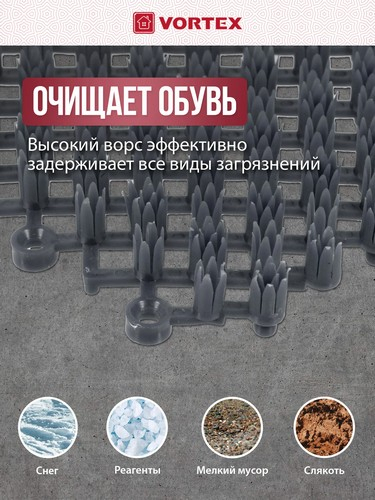 Коврик 42*56 Травка черно-серый