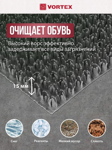 Коврик 45*60 Травка противоскользящий серый