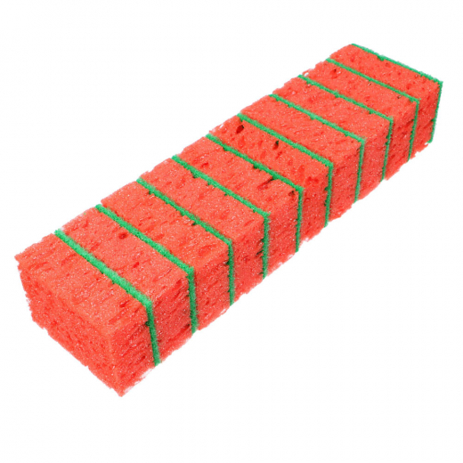 Набор губок для мытья посуды, коралл, 10 шт, 9,5x6,5x3,6 см