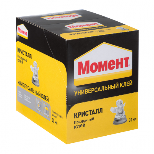 Клей прозрачный водостойкий 30г Кристалл МОМЕНТ