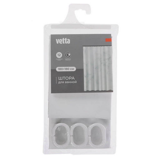 Штора для ванной тм VETTA Марбл, ПЕВА, 60 г/м2, 180х180 см