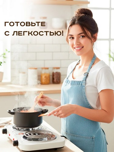 Плитка электрическая двухконфорочная 2000Вт спираль d14cм LEBEN F011