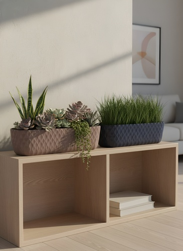 ВОЛНА - горшок 50см вулканический серый овал