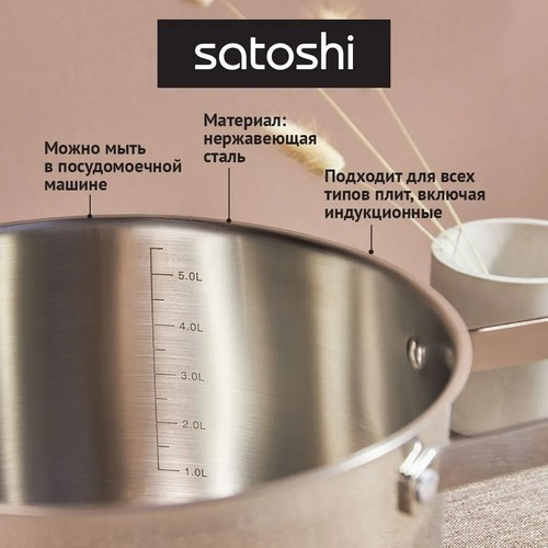 Кастрюля 24х13,5см 5,9л со стекл крышкой индукция Шато
