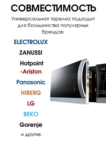 Тарелка для микроволновки стеклянная d24,5см, крепление под крестовину