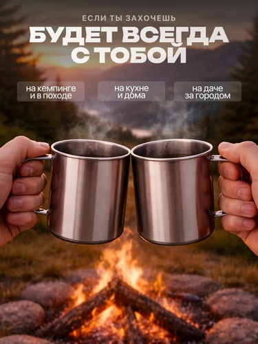 Кружка 600мл h10см нерж сталь