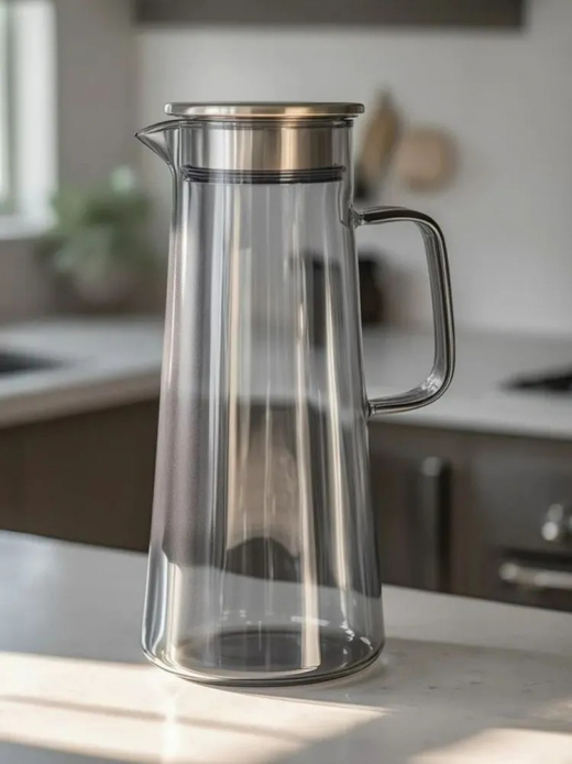 Кувшин для воды 1,8л, стекло, нерж.сталь Графит