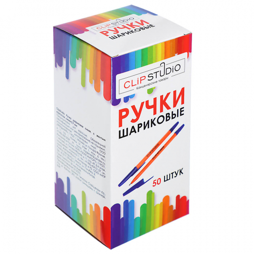 Ручка шариковая синяя, с желтым корпусом, линия 0,7 мм