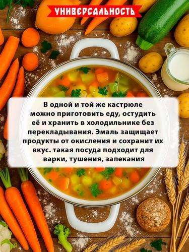 Кастрюля эмал 6л с рис