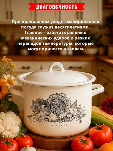 Кастрюля эмал 6л с рис