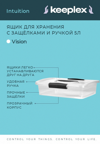 Ящик для хранения 5л 37х27,4х9,5см с защелками Озарение