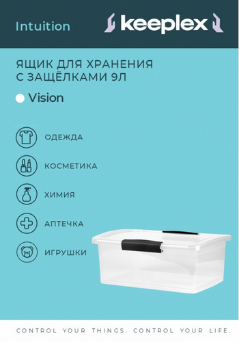 Ящик для хранения 9л 37х27,4х14,8см с защелками Озарение
