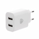 Сетевое зарядное устройство BY Double 10Вт, 2xUSB, 2А, 5В,110-240В, 50-60Гц, пластик белый
